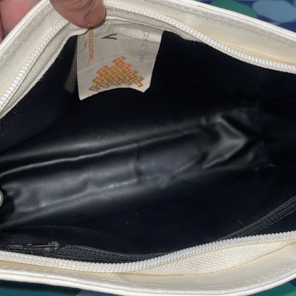 Mario Valentino White Textured Clutch with Gold Accents - Picture 11 of 15